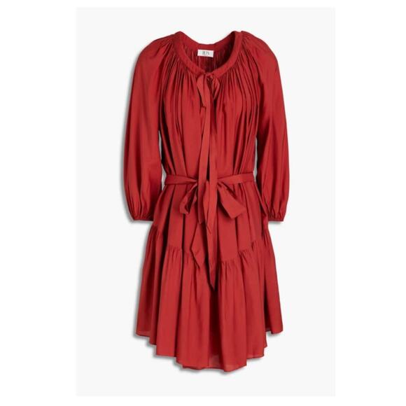 New JETS Australia Woven Tiered Mini Dress $210 SIZE 6 Brick - Picture 2 of 5